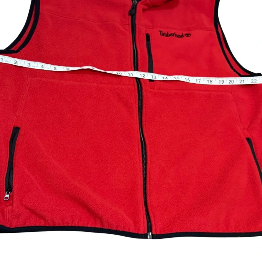 Timberland Red Fleece Vest Mens L Zip Up Outdoor Layer Gorpcore Utility Heritage
